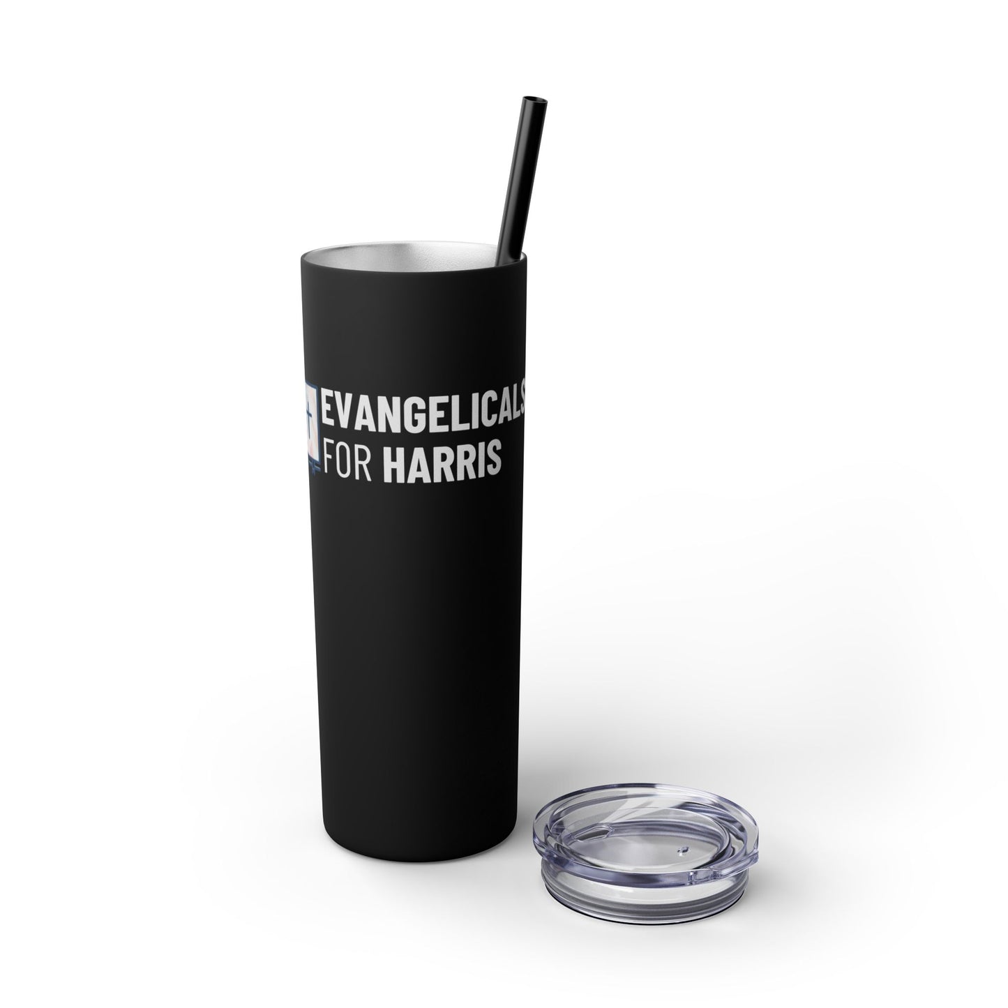 Evangelicals For Harris Skinny Tumbler with Straw, 20oz