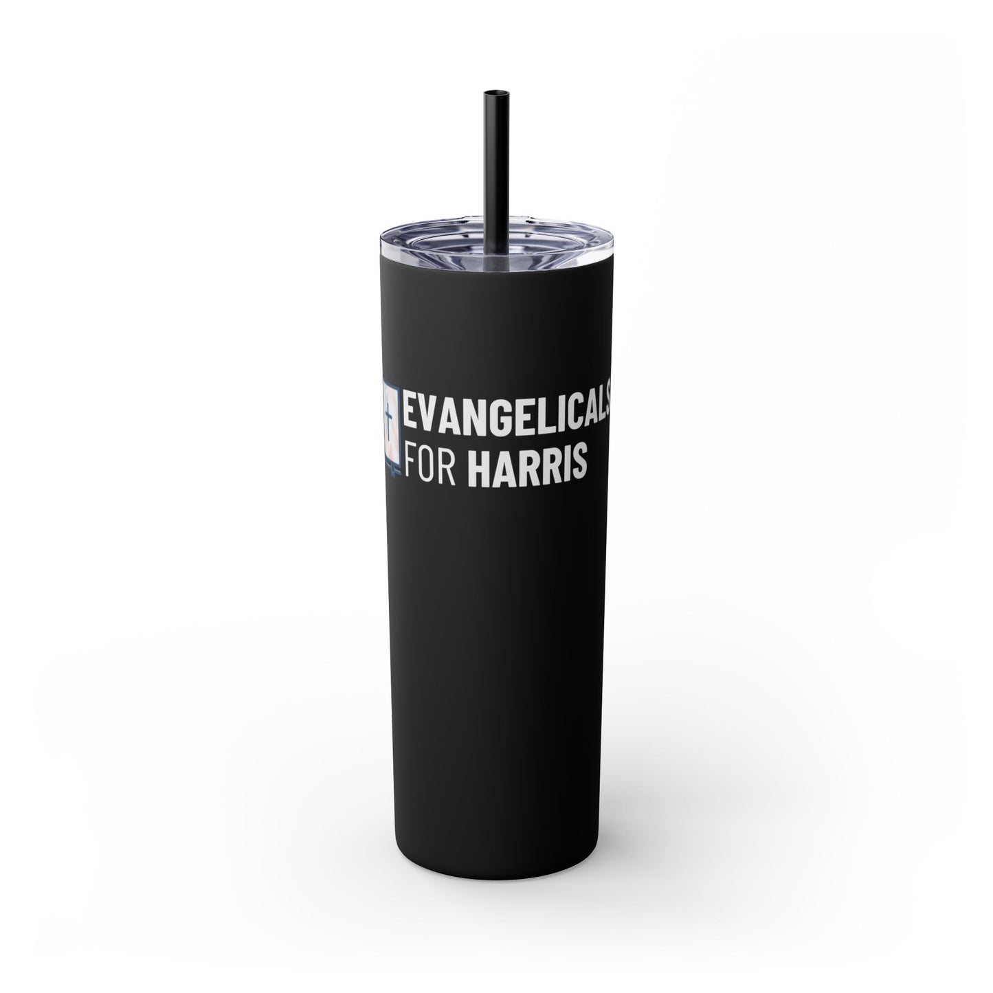 Evangelicals For Harris Skinny Tumbler with Straw, 20oz