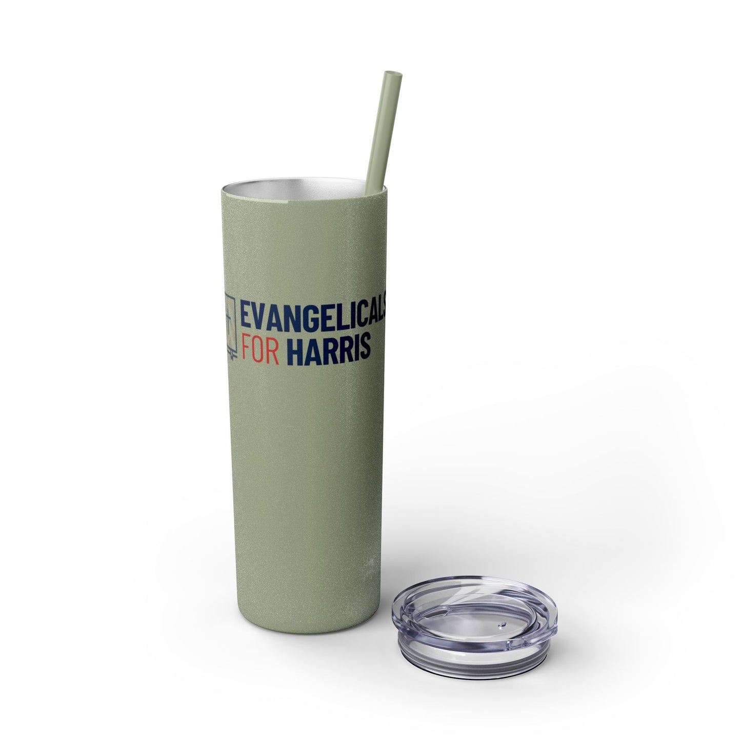 Evangelicals For Harris Skinny Tumbler with Straw, 20oz