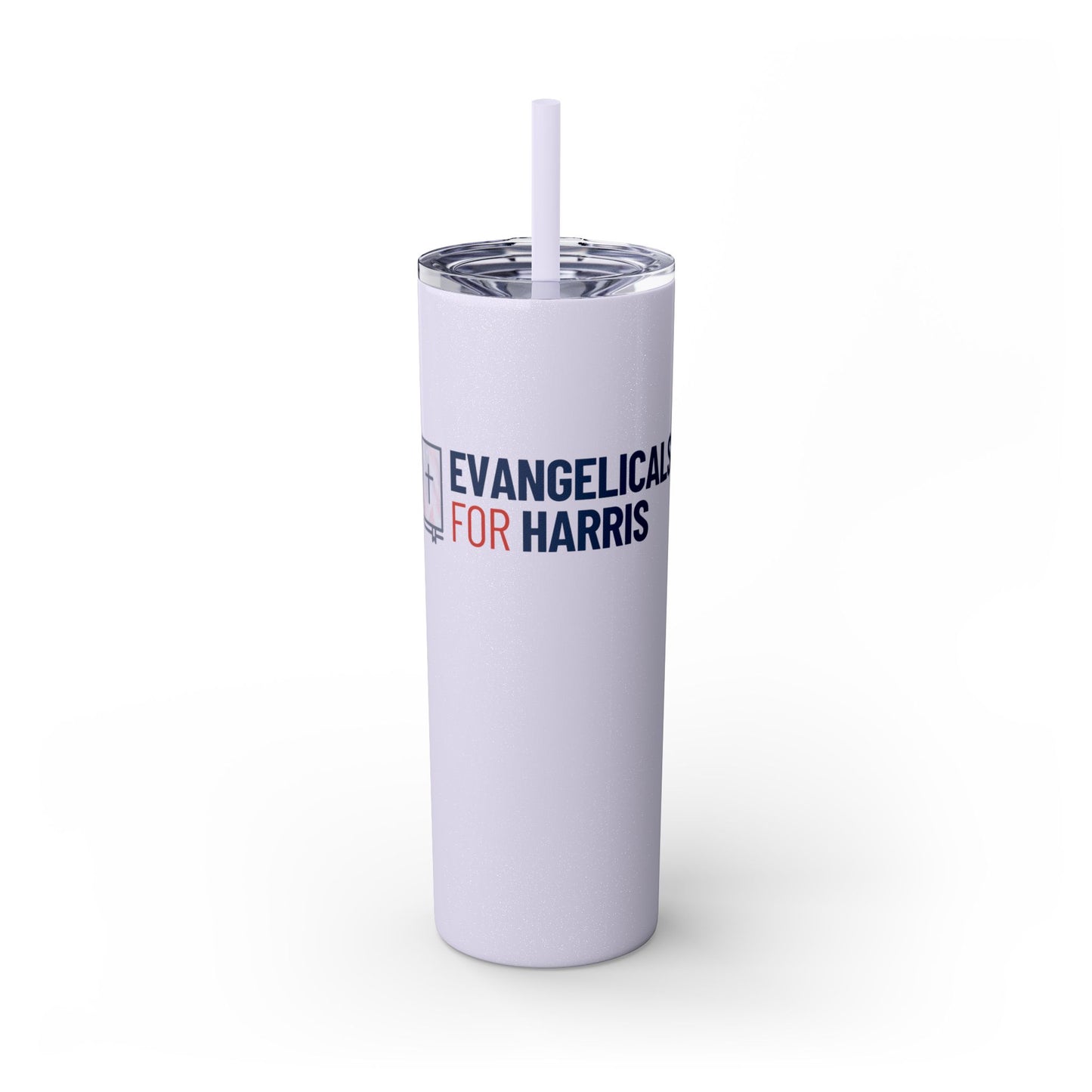 Evangelicals For Harris Skinny Tumbler with Straw, 20oz