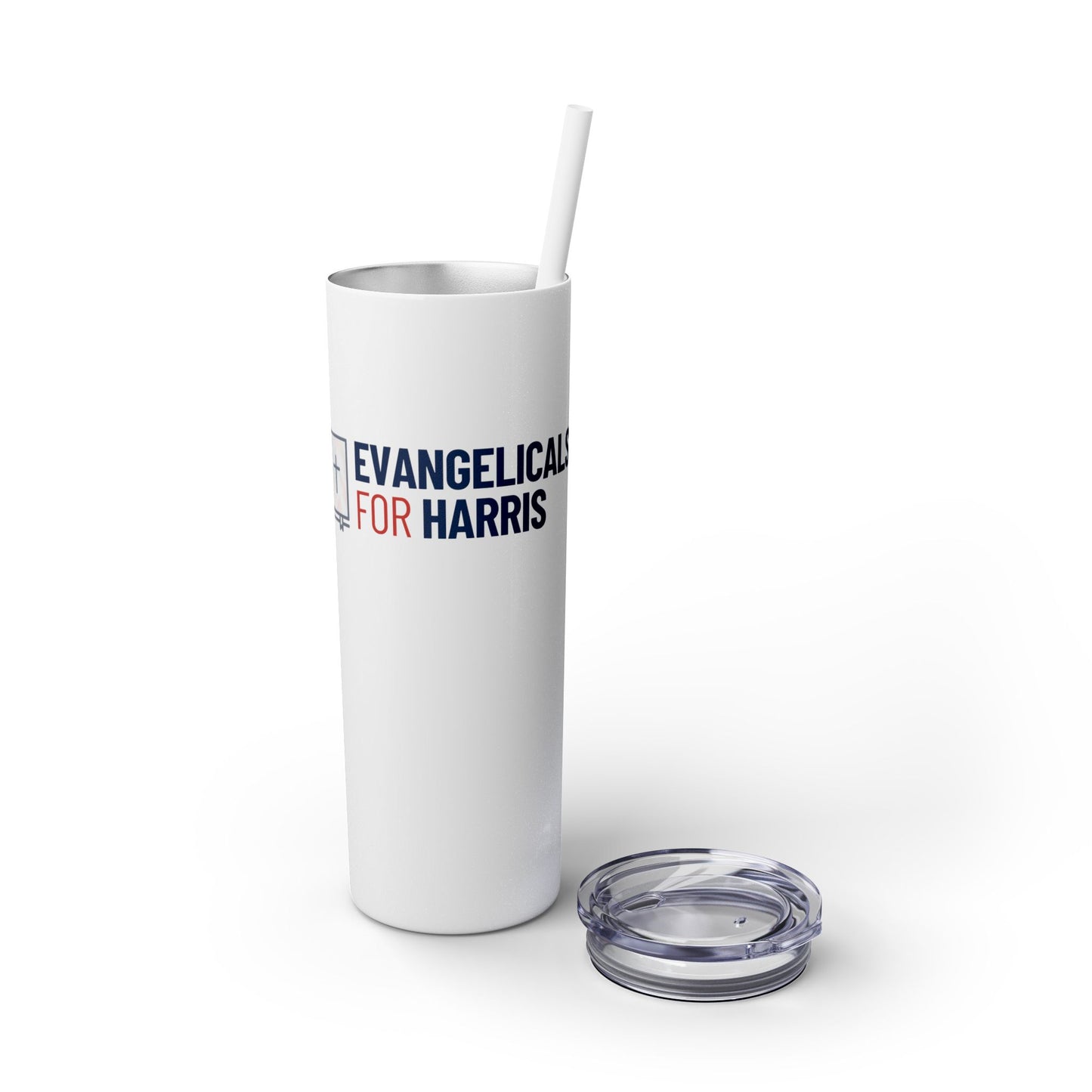 Evangelicals For Harris Skinny Tumbler with Straw, 20oz