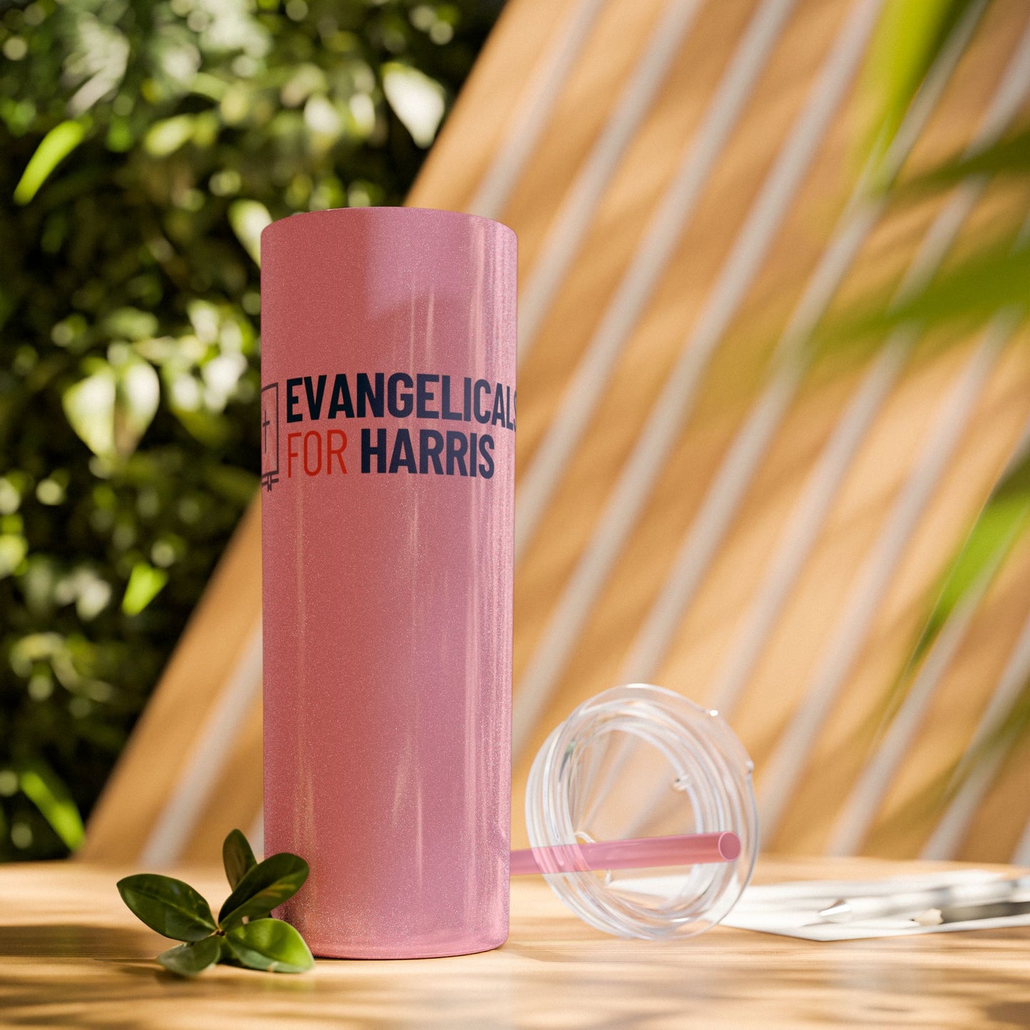 Evangelicals For Harris Skinny Tumbler with Straw, 20oz