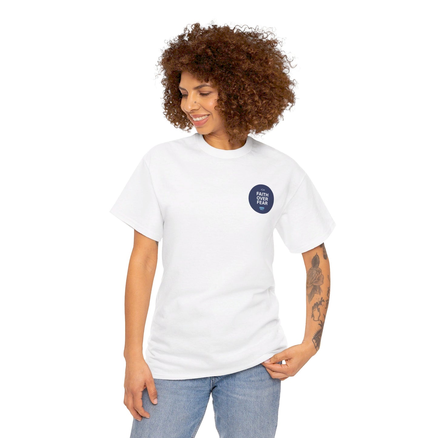 Faith Over Fear Corner Logo Tee